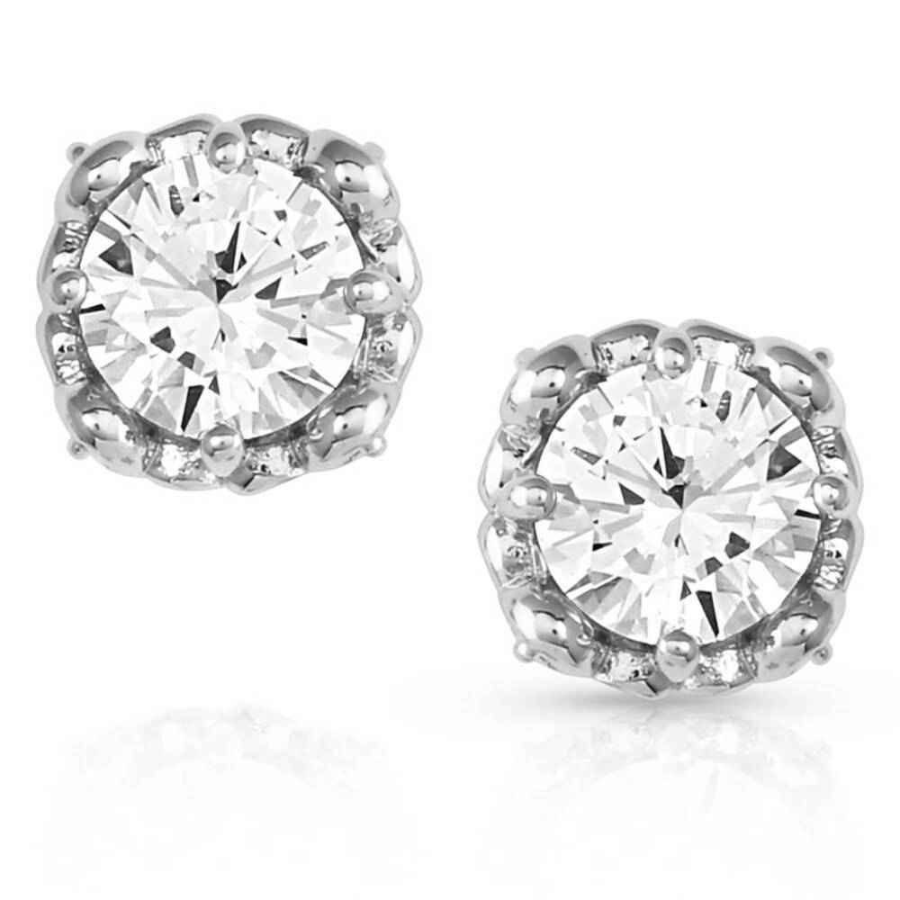 NEW MONTANA SILVERSMITHS women's on the edge crystal post earrings in silver